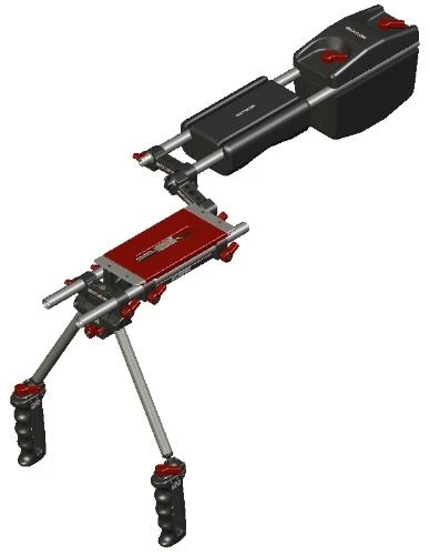 Zacuto's shoulder-mount system with articulated arm grips.