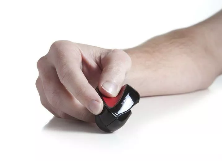 The Swiftmouse is gripped somewhat like you would a pen or stylus