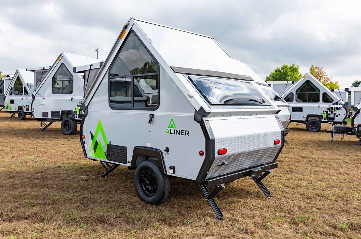 30-sec folding A-frame camper is an ultralight standing-height wonder