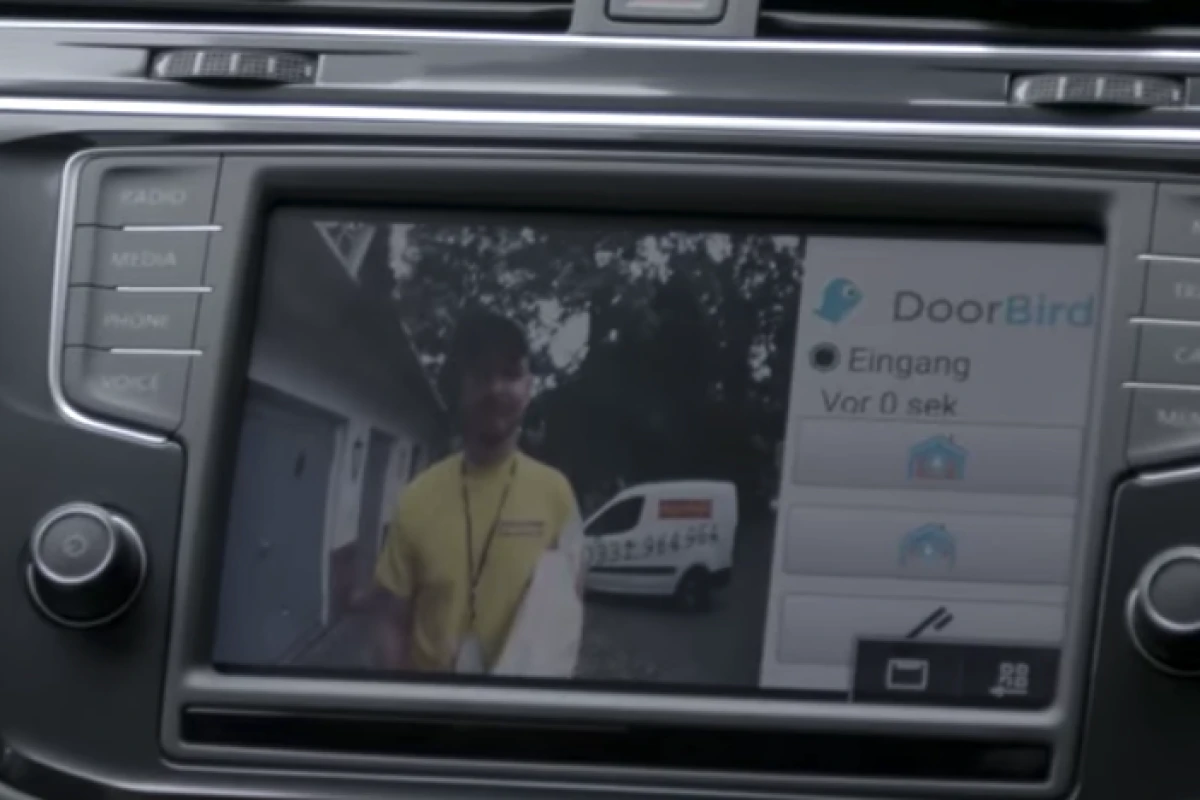 With a DoorBird doorbell installed at the house, VW drivers will now be able to see who is calling via the vehicle's infotainment system