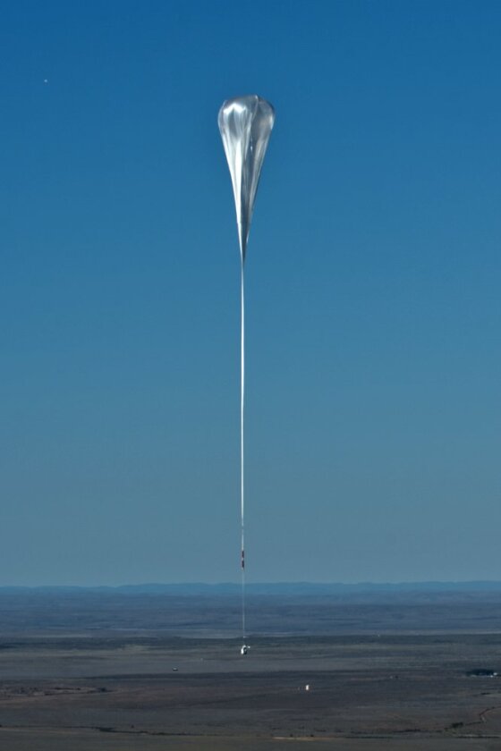 The Stratos capsule just after launch, beginning its journey to an altitude of nearly 25 miles (40 km) (Photo: Red Bull Stratos)