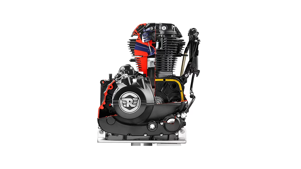 The LS410 engine of the Royal Enfield Himalayan is a 411 cc single-cylinder, SOHC, 2-valve unit, with a balance shaft to smooth out vibrations