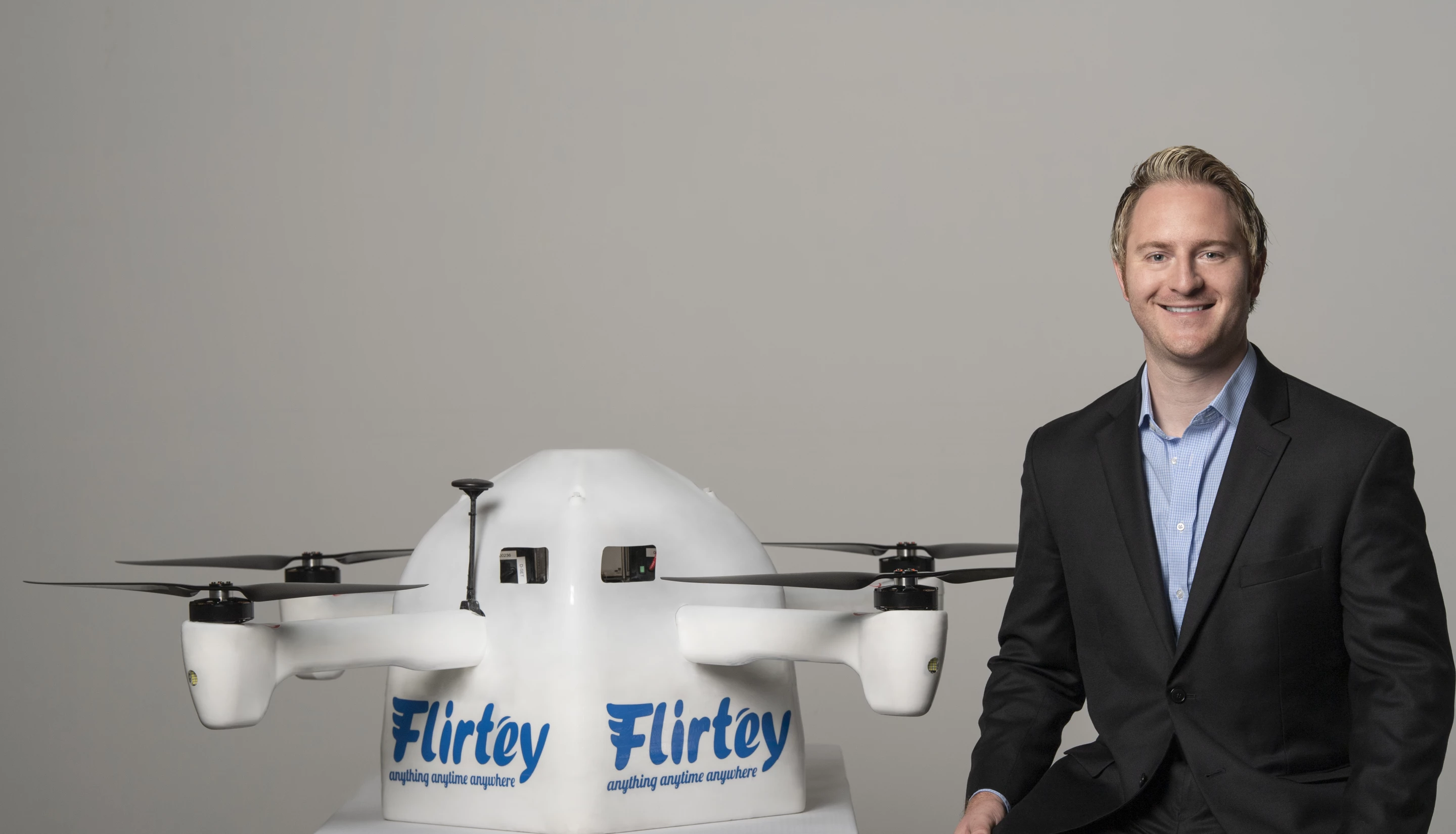 Flirtey founder and CEO Matthew Sweeny with the Eagle drone