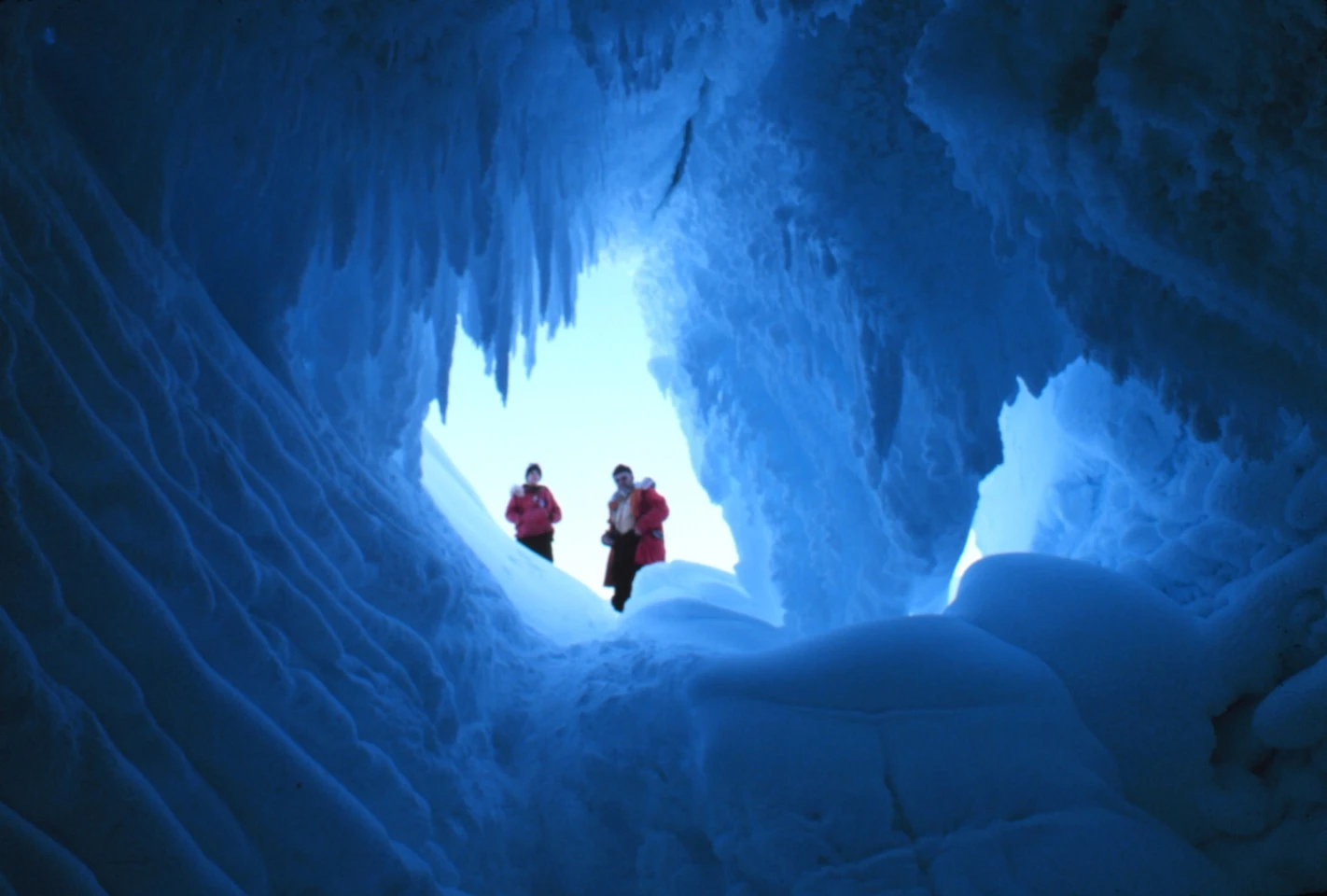 One of the openings into a subglacial cave system in Mount Erebus