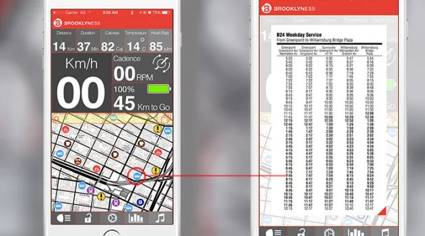 The CMYK 4.0 smart folding e-bike app provides access to public transit schedules