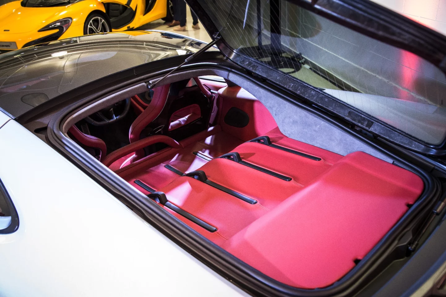With 220 liters of storage space, back here, the 570GT has plenty of room for overnight bags or groceries