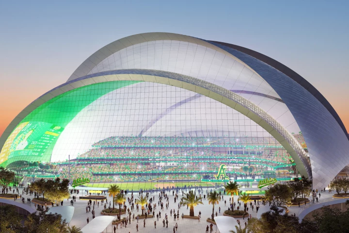 The Athletics Ballpark will be fronted by the world's largest cable net glass wall