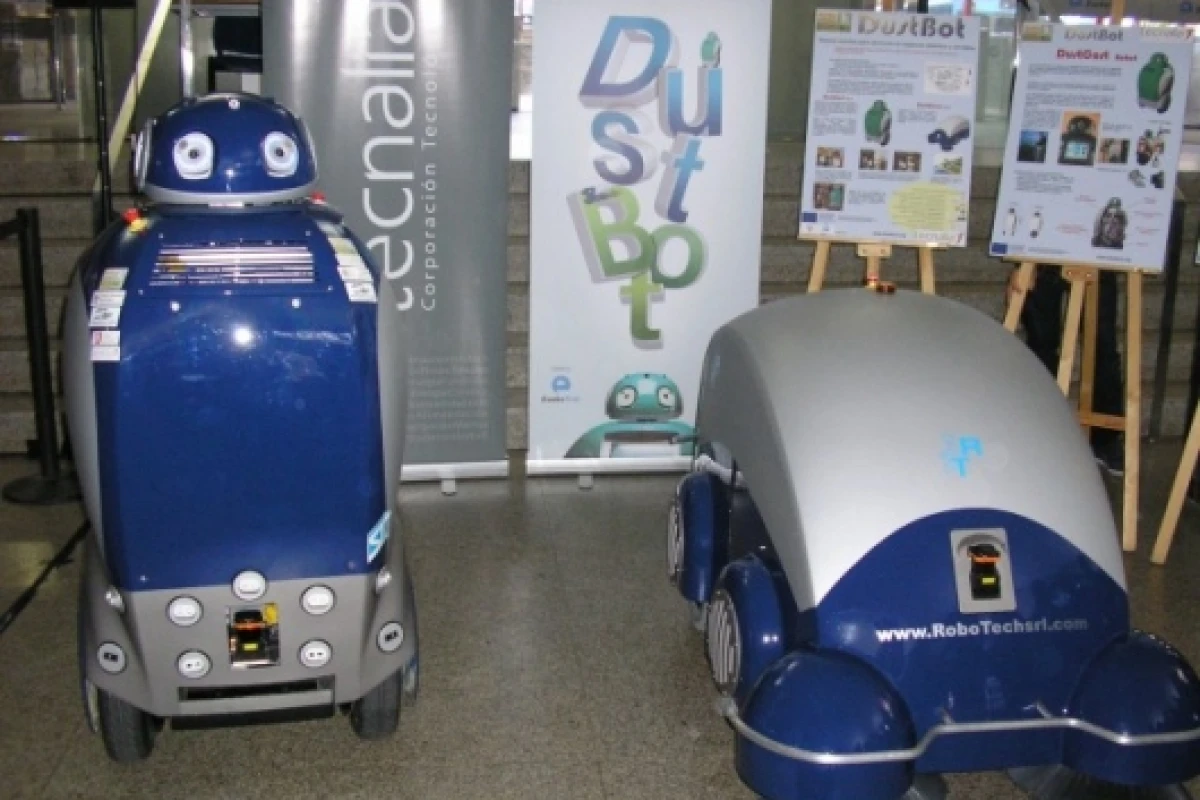 The DustCart is a humanoid robot for door-to-door garbage pickup, while the DustClean is meant for use in cleaning narrow town streets that traditional trucks can't access.