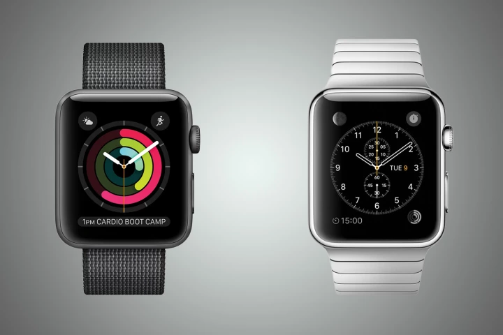 New Atlas compares the little-changed Apple Watch Series 2 (left) with its 2015 predecessor