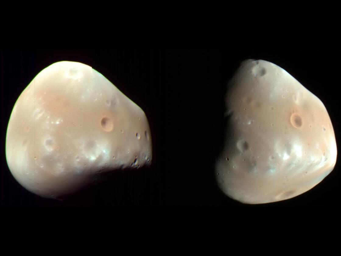 The Martian moon Deimos, as captured by the Mars Reconnaissance Orbiter in February 2009