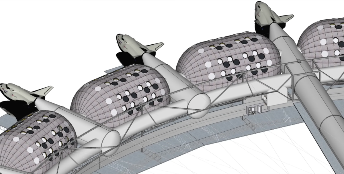 Escape vehicles are positioned between modules so that everyone on the station has immediate access if required
