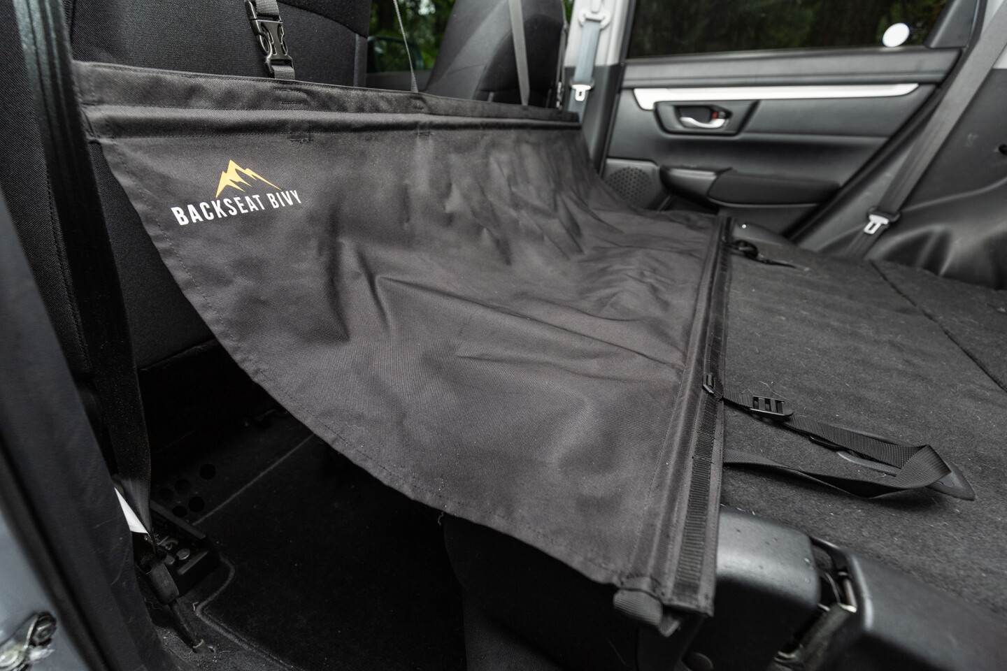 The Backseat Bivy adds 18 in of space to bridge the gap between the front seat backs and folded rear seats