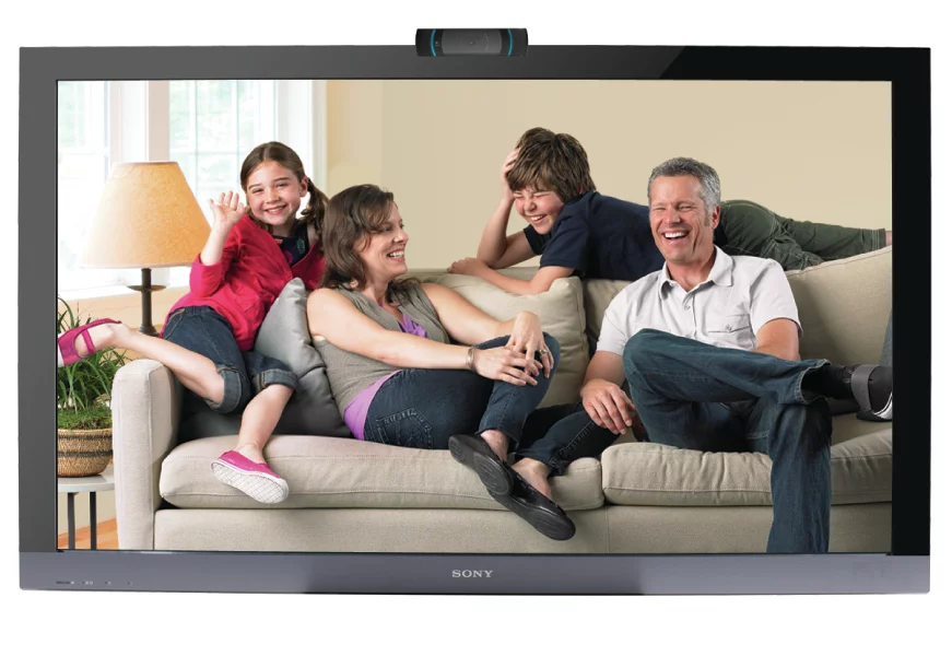 The wide-angle lens on the TV Cam should ensure that everyone gets into shot without squeezing into a tiny space