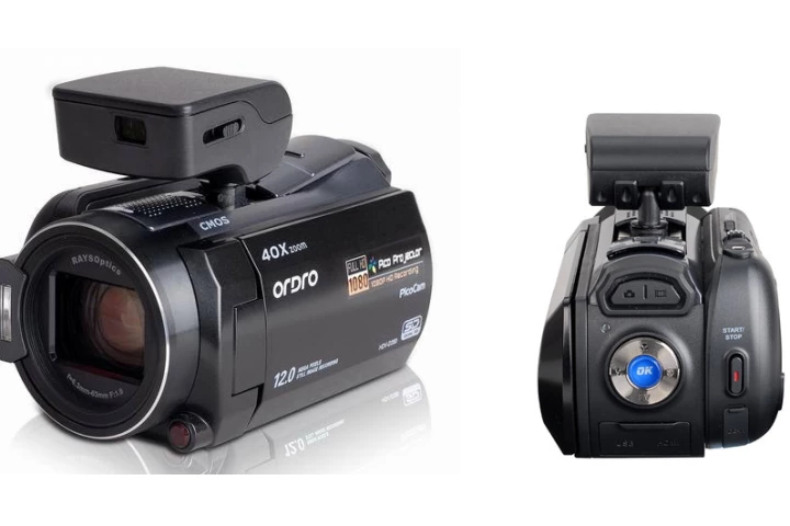 Ordro HDV-350S camcorder with in-built pico-projector
