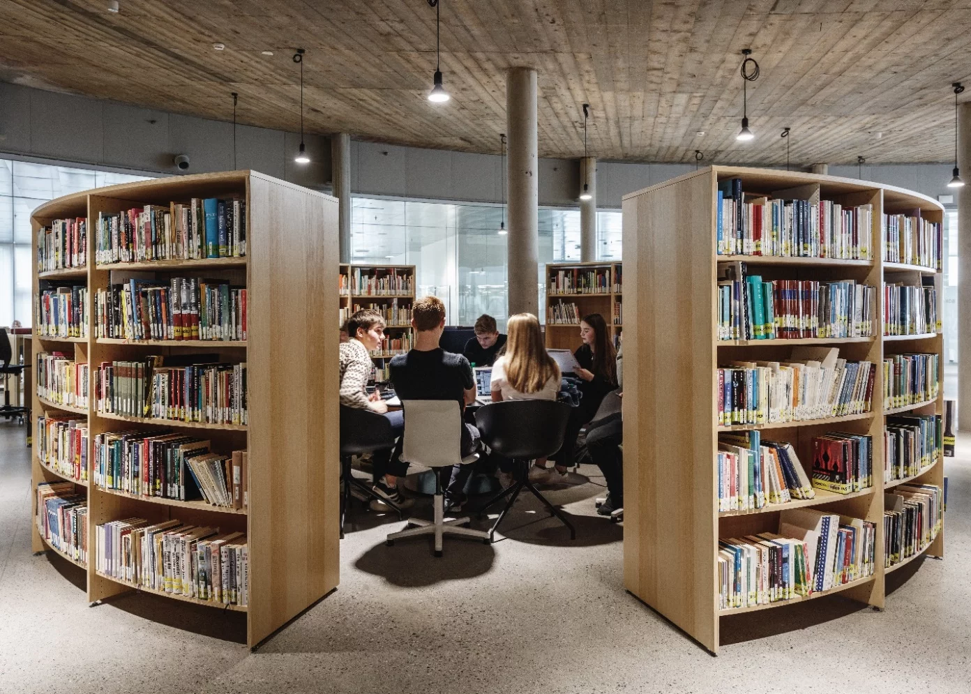 Glasir's interior includes stone, concrete and wood