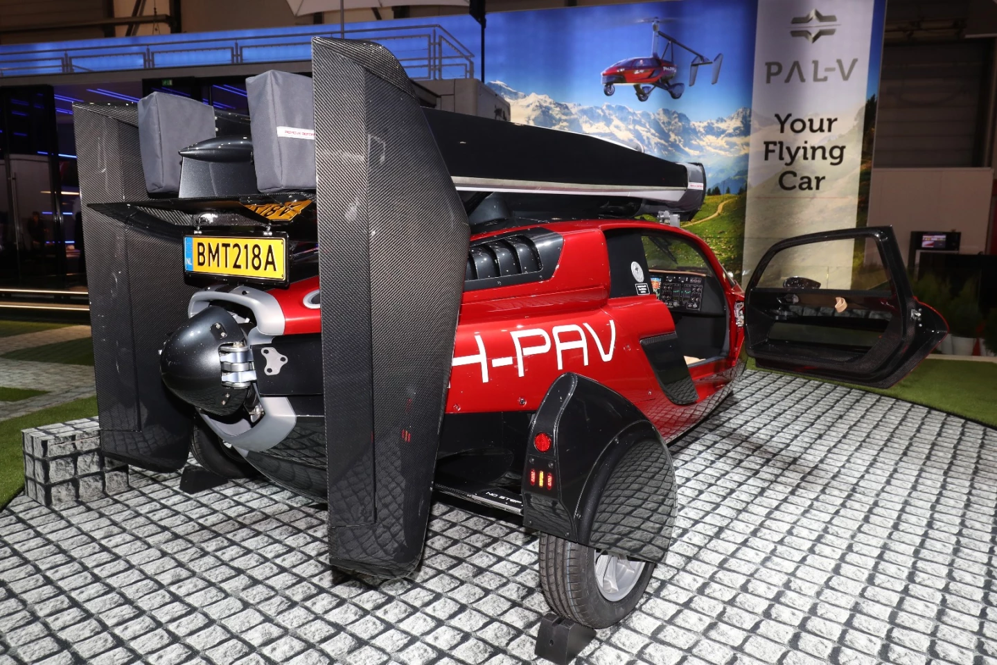 The production-ready $600,000 Pal-V Pioneer Flying Car at the Geneva Motor Show