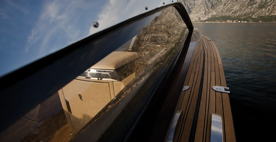 The 37-foot (11-meter) open weekend cruiser is powered by two diese-fueled Yanmar engines
