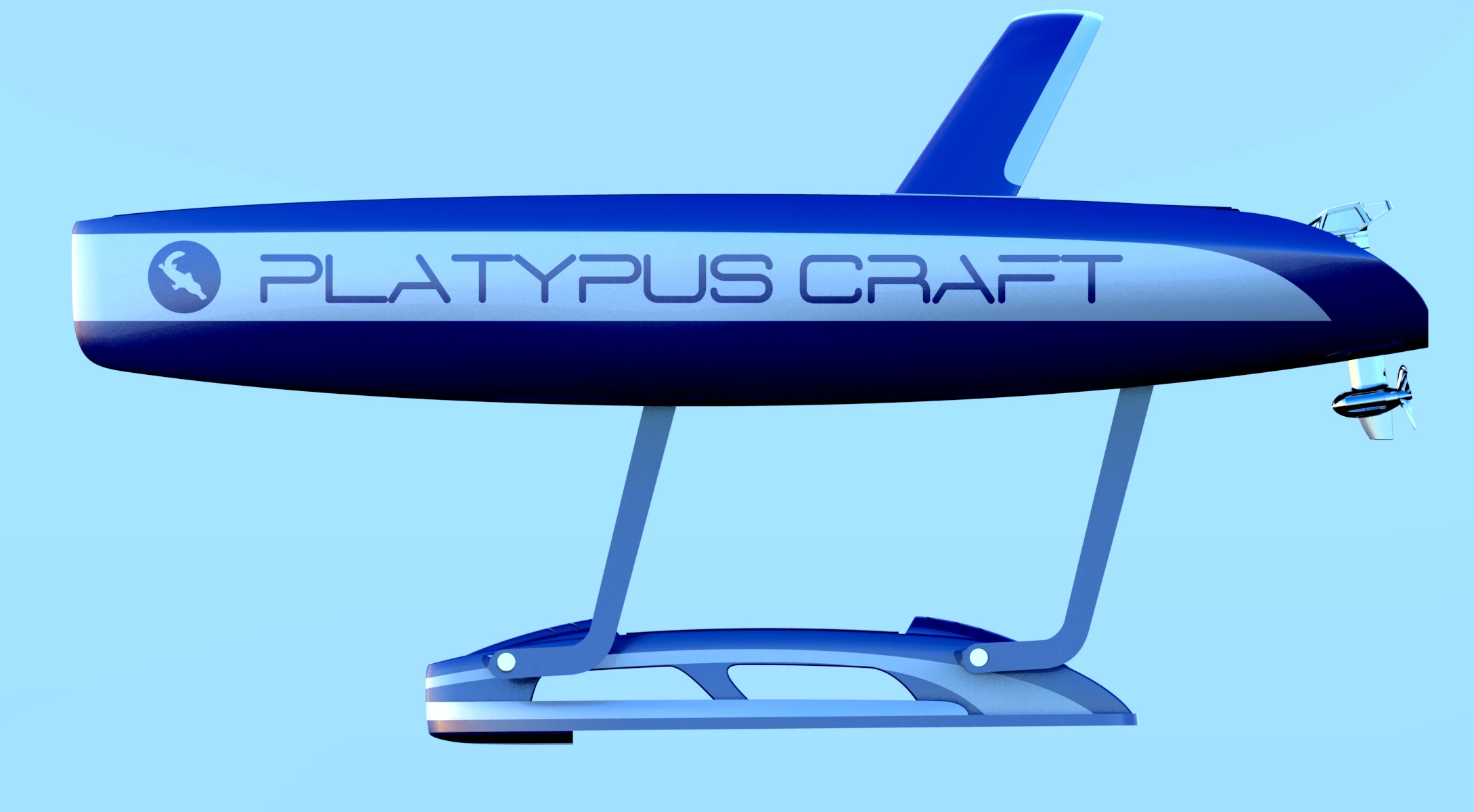 Platypus final design with central pod lowered side view