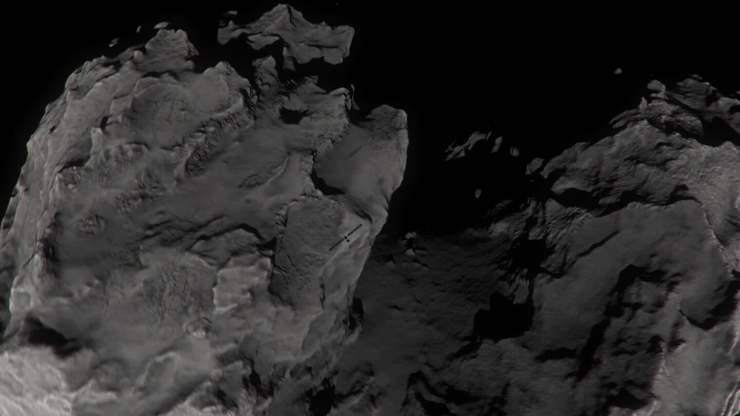 Impact site 67P where Rosetta landed
