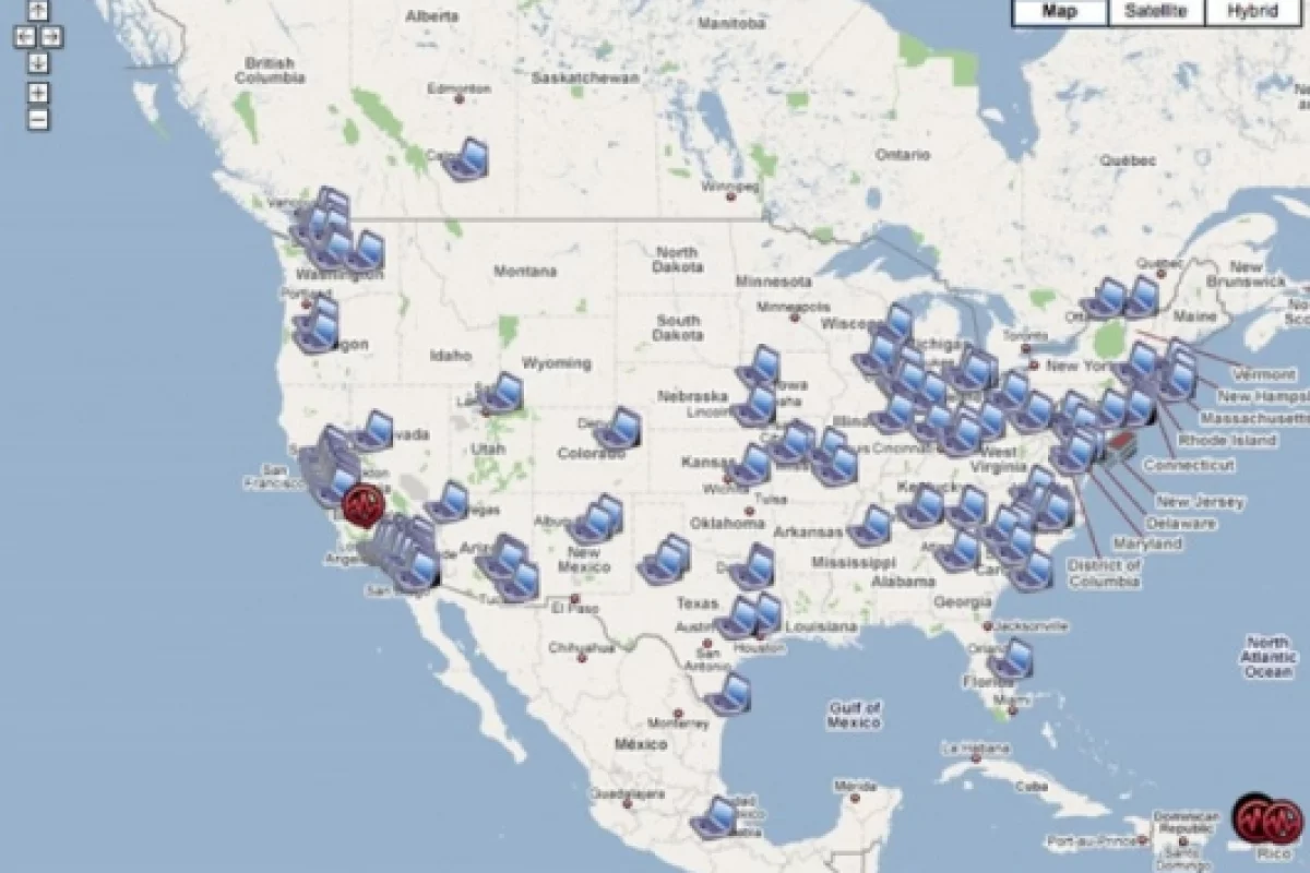 QCN network map of the United States