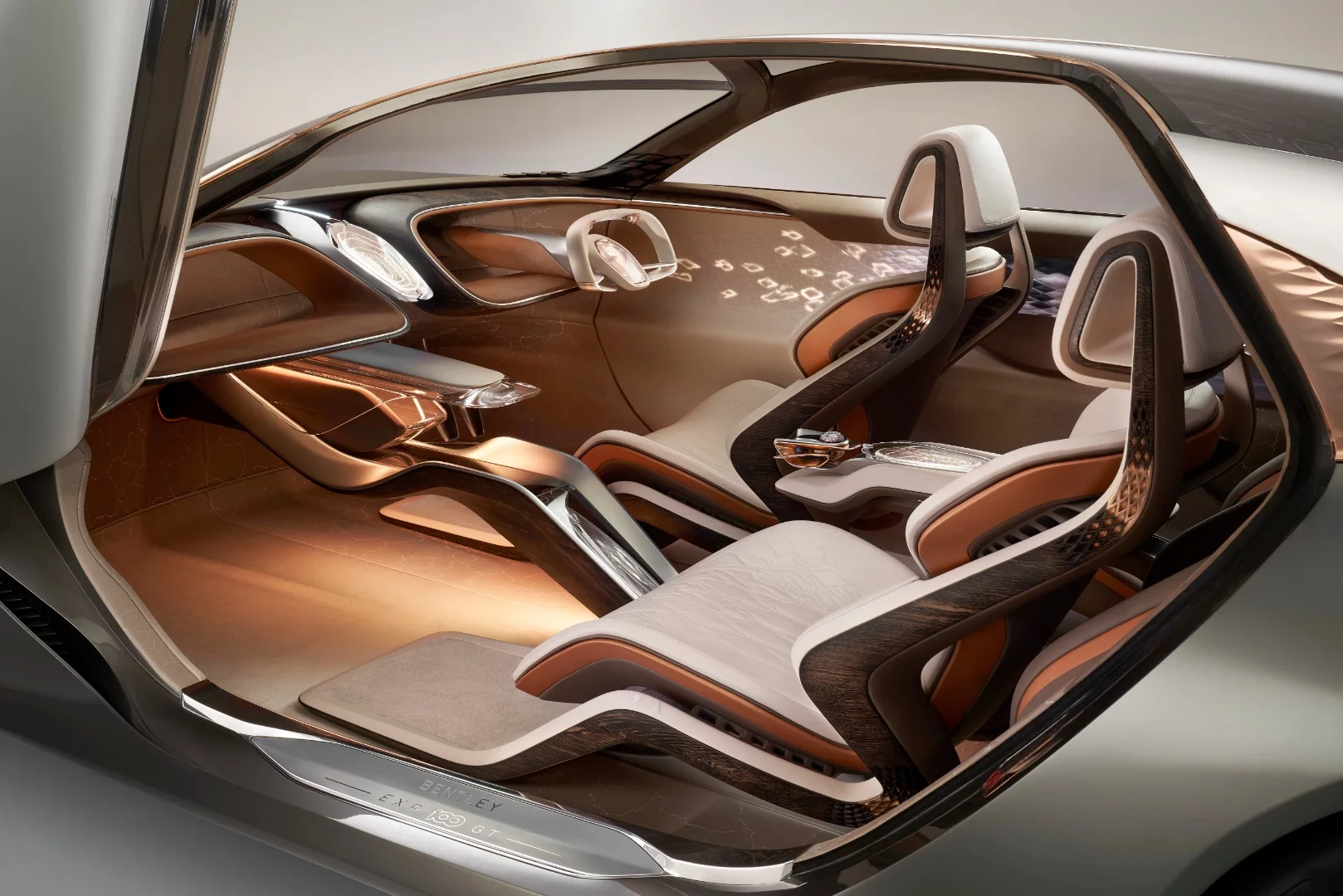 The interior looks more like a piece of artwork than a car cabin