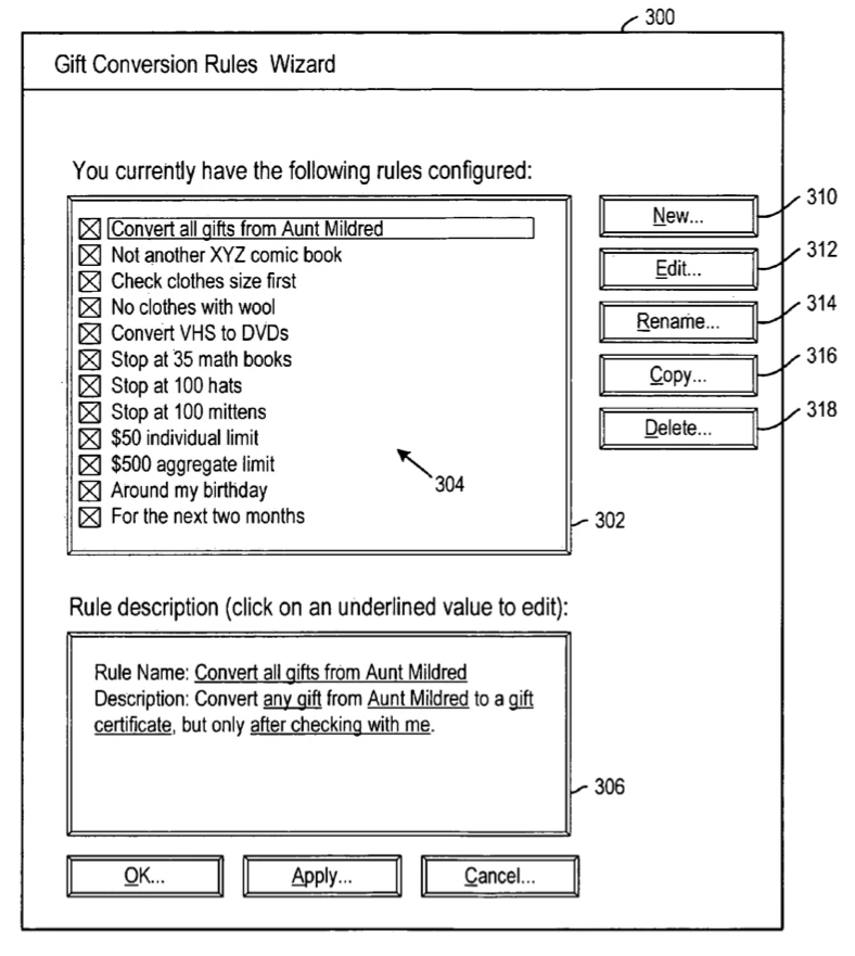 Illustration from Amazon's patent application for a gift exchange system