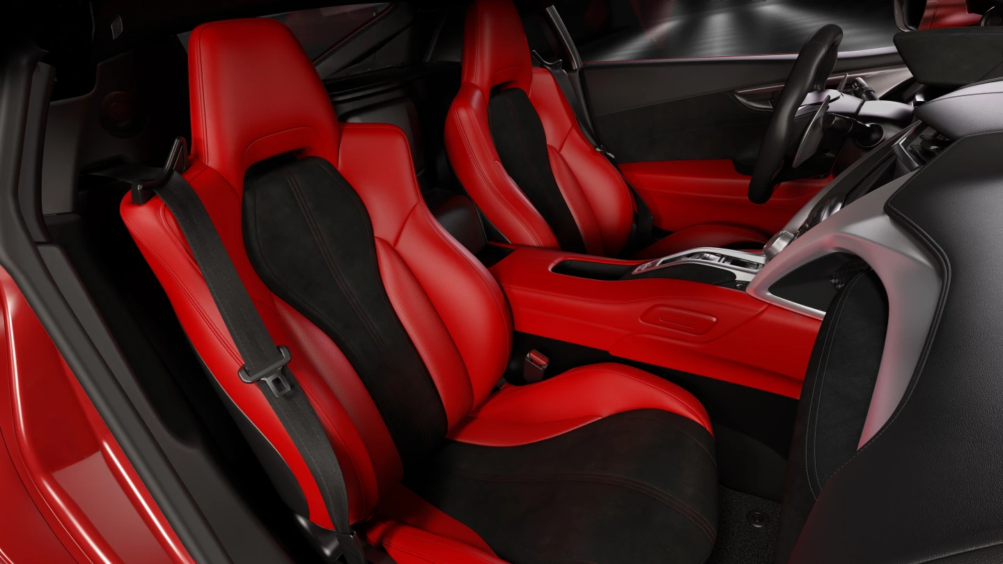 The NSX interior has exceptional forward visibility, a reconfigurable information display and a seat with comfort and great body holding characteristics that's relatively easy to get in and out of.