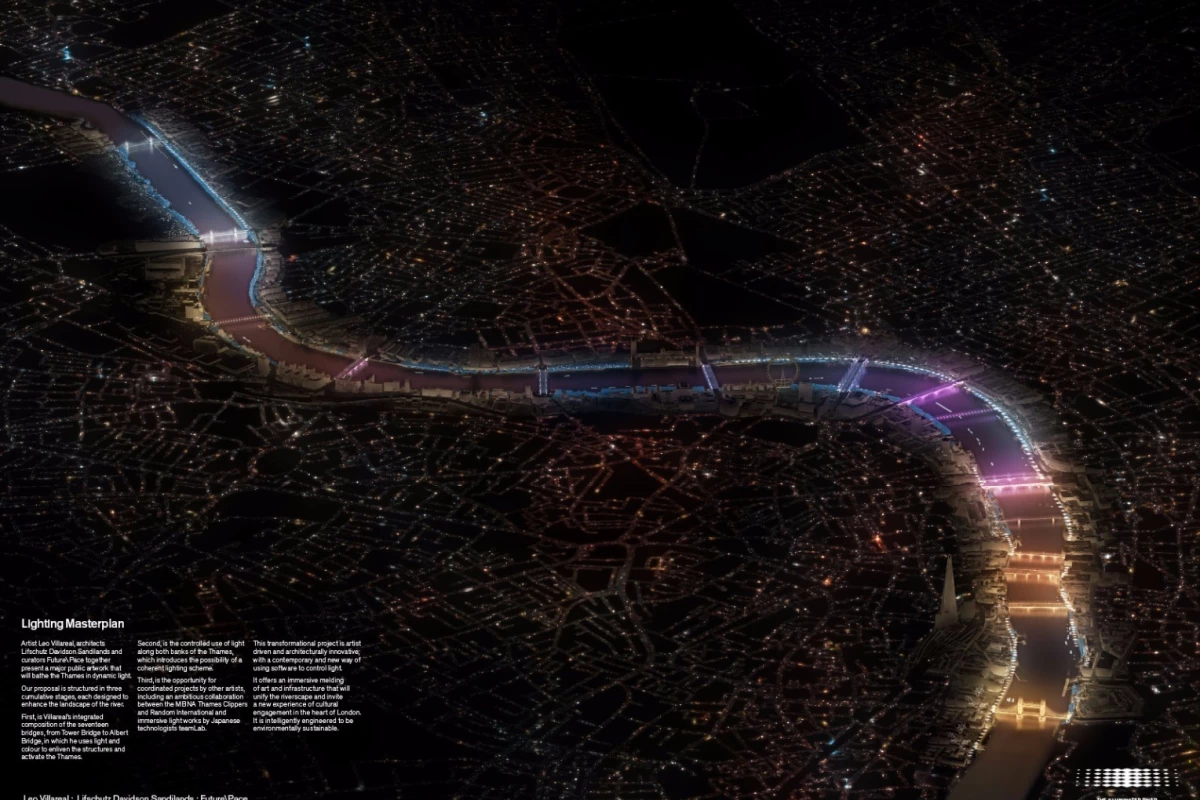 Leo Villareal's "Current" concept will see 17 bridges along London's River Thames lit up with colorful LED lighting