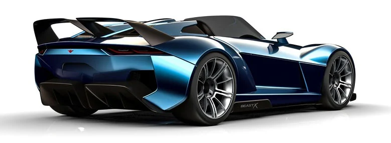 The dual rear wings improve the Beast X's aerodynamic performance
