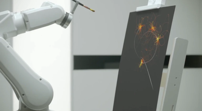 The robot arm busy creating Sleep Art
