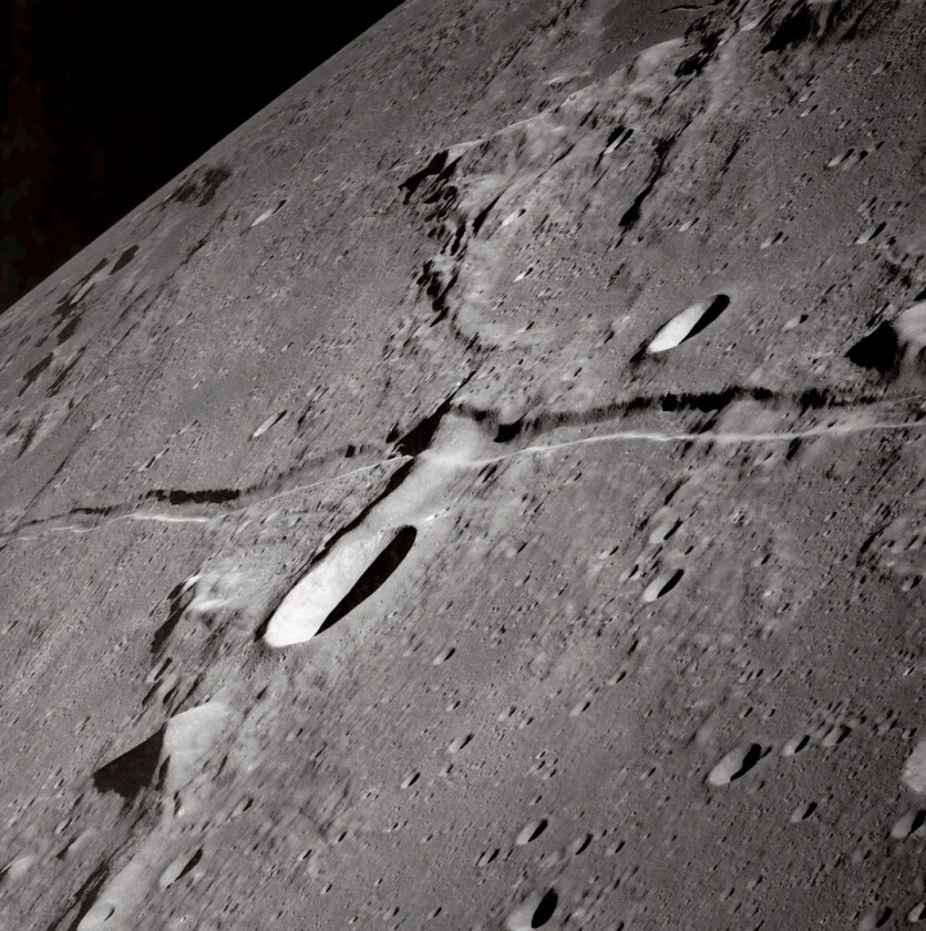 A lunar rille as seen from Apollo 10