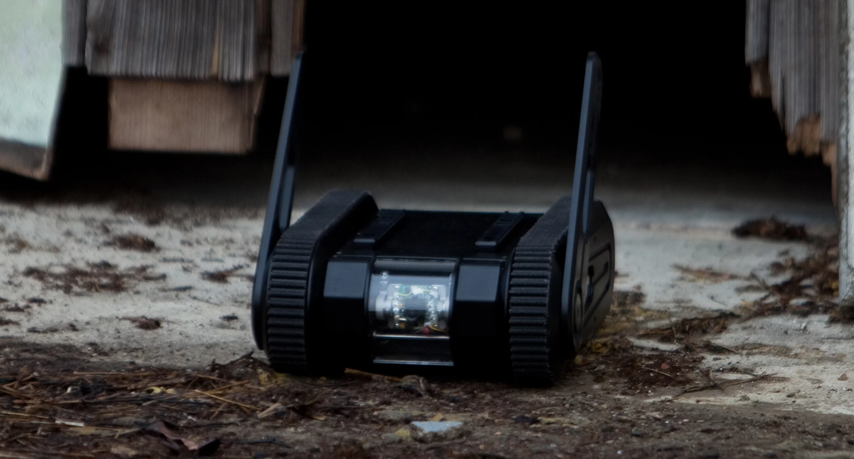 The SCORP Micro Unmanned Ground Vehicle (MUGV) is designed to handle rough terrain