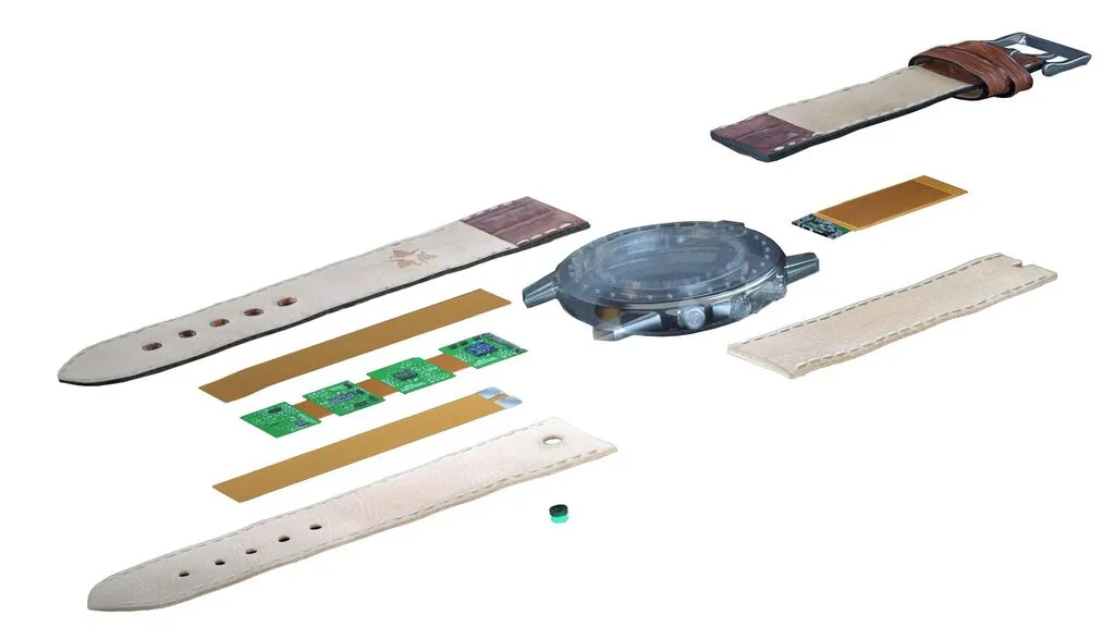 Exploded view of the components within the Unique strap