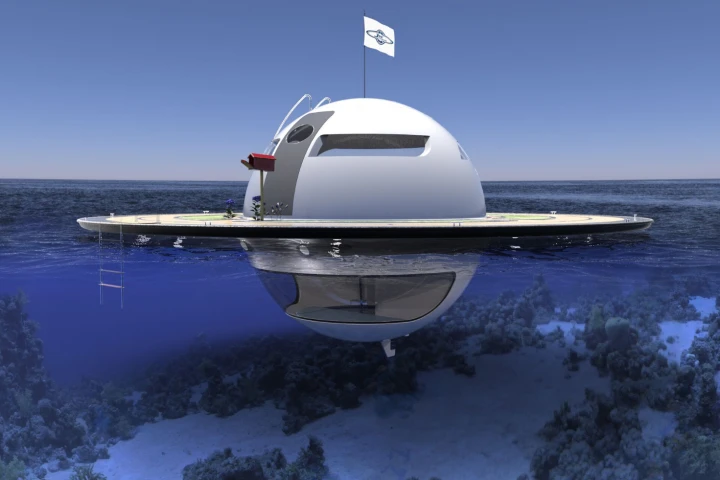 The UFO floating home concept from mini yacht-maker Jet Capsule offers a completely off-grid existence