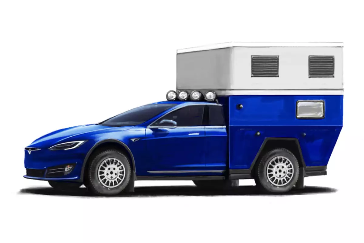 Camping in breezy, ventilated comfort on a Tesla Model S