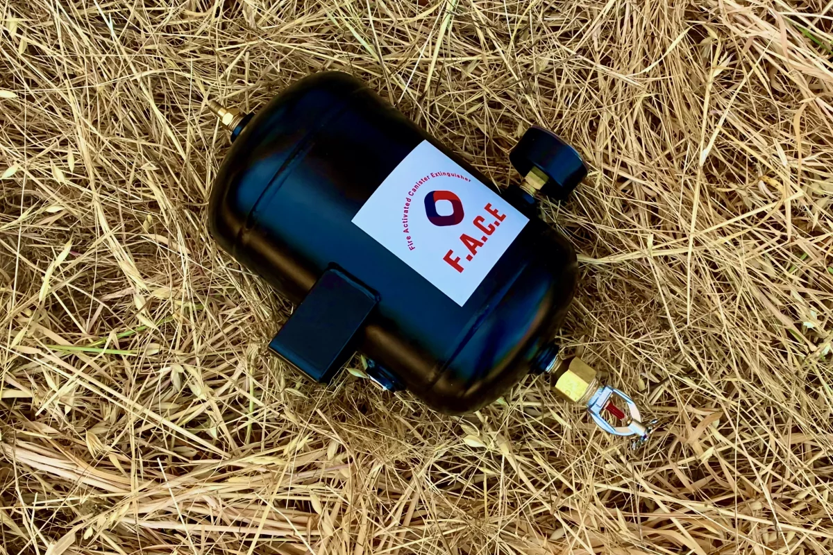 FACE, the Fire Activated Canister Extinguisher, is currently on Kickstarter