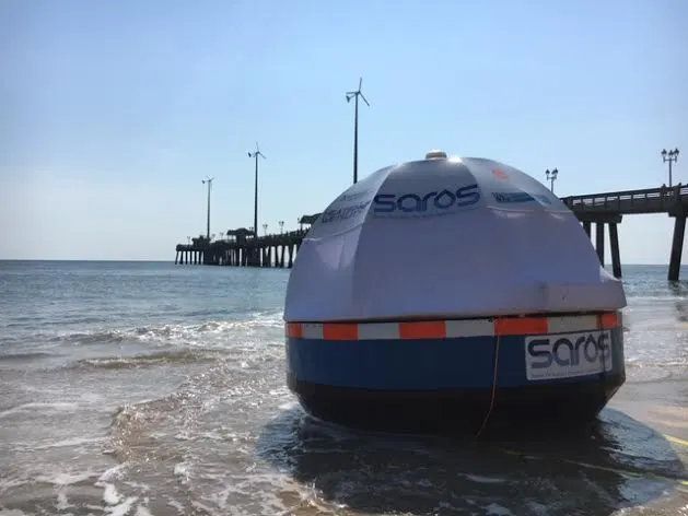 The SAROS wave-powered desalination system on the beach
