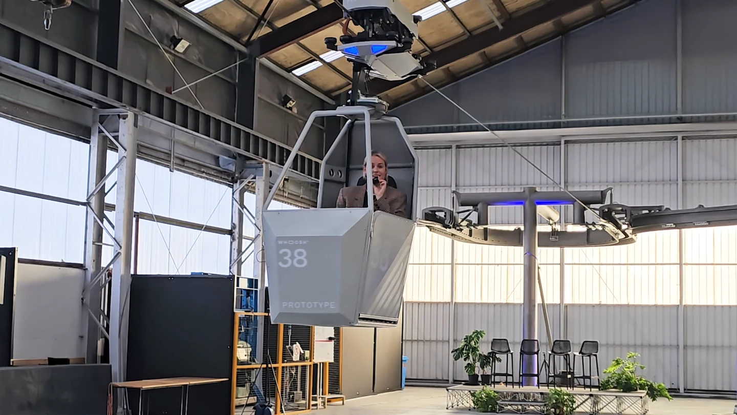 The quarter-scale prototype carries a single passenger, and demonstrates all aspects of the system