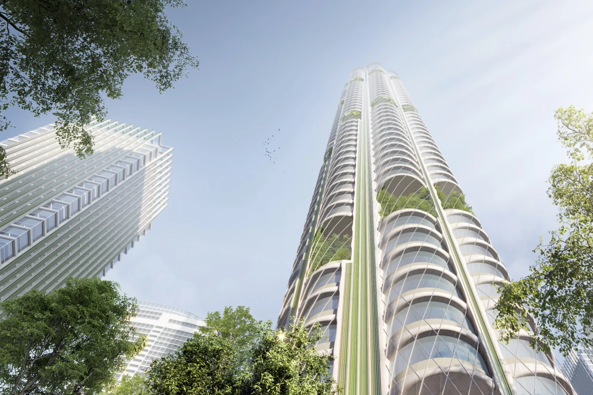 Urban Sequoia would sequester up to 1,000 tons of carbon per year, which is equivalent to 48,500 trees, says SOM