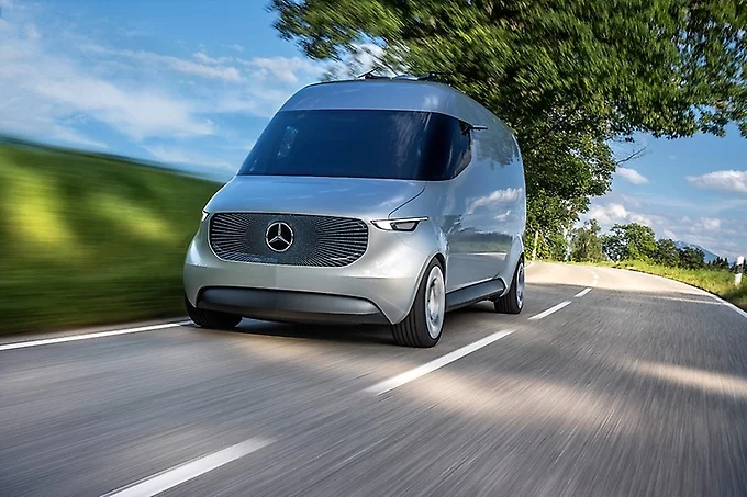 The Vision Van, which deploys drones from its rooftop to carry packages over the final leg of their journey.
