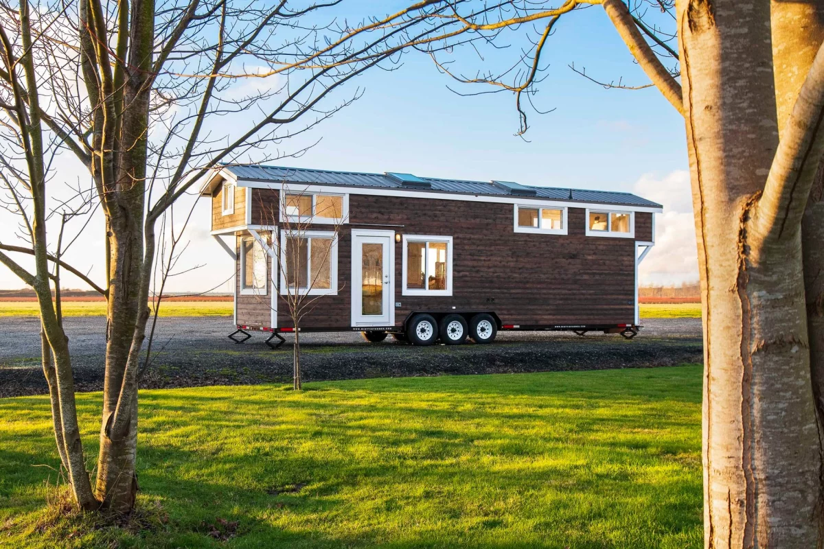 The 34ft Eco-Friendly Tiny House RV gets power from a standard RV-hookup and is wired ready for solar panels, for when the owner chooses to install them