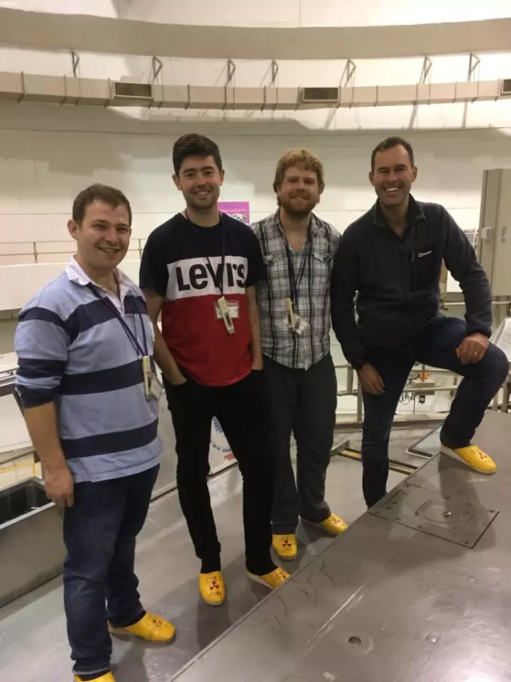 Professor Tom Scott, right, with members of the Aspire team – Scott has been working on nuclear diamond battery technology for many years now