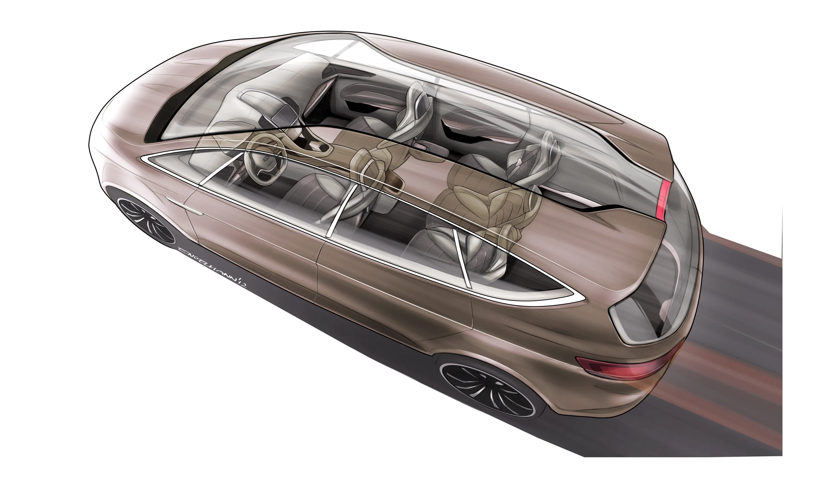 Cutaway sketch of the Ford S-Max Concept color sketch