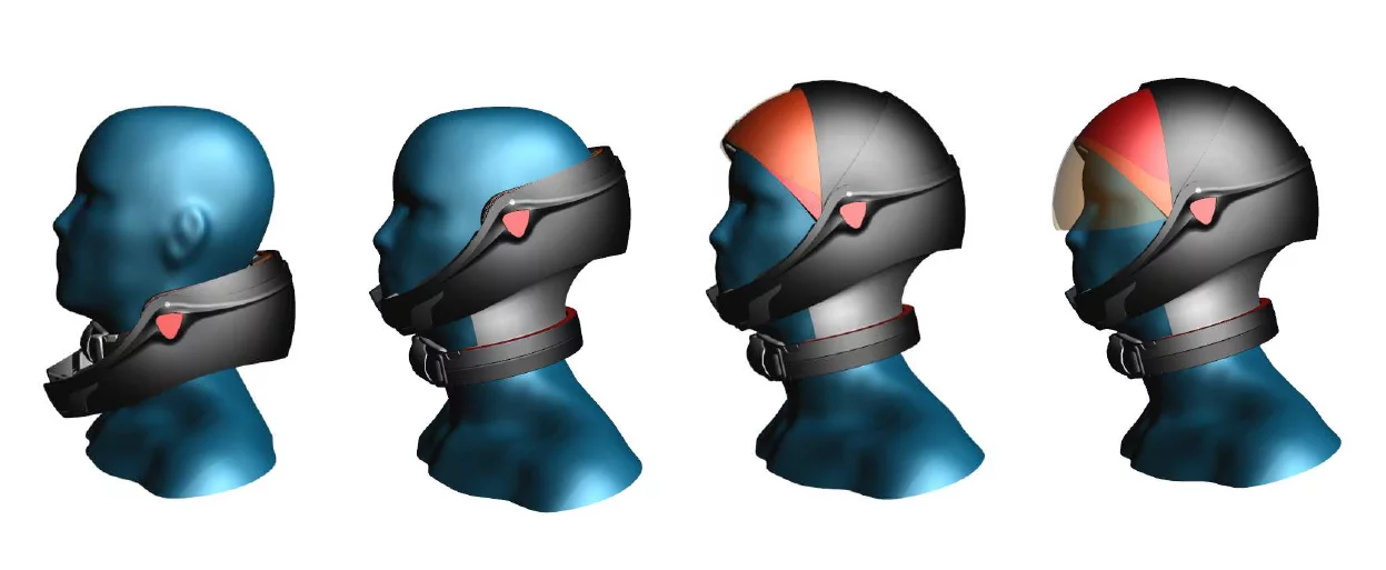 Computer rendering of the Alpha in different stages of articulation