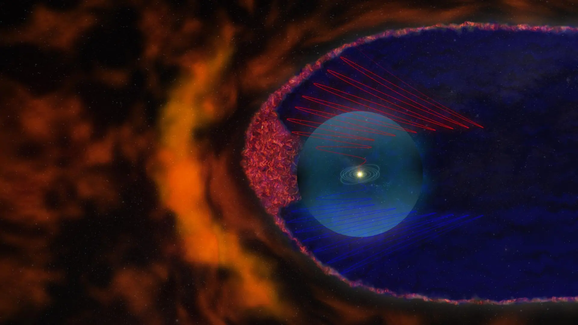 Artist's impression of current theory of the shock wave of the heliosphere (Image: NASA)