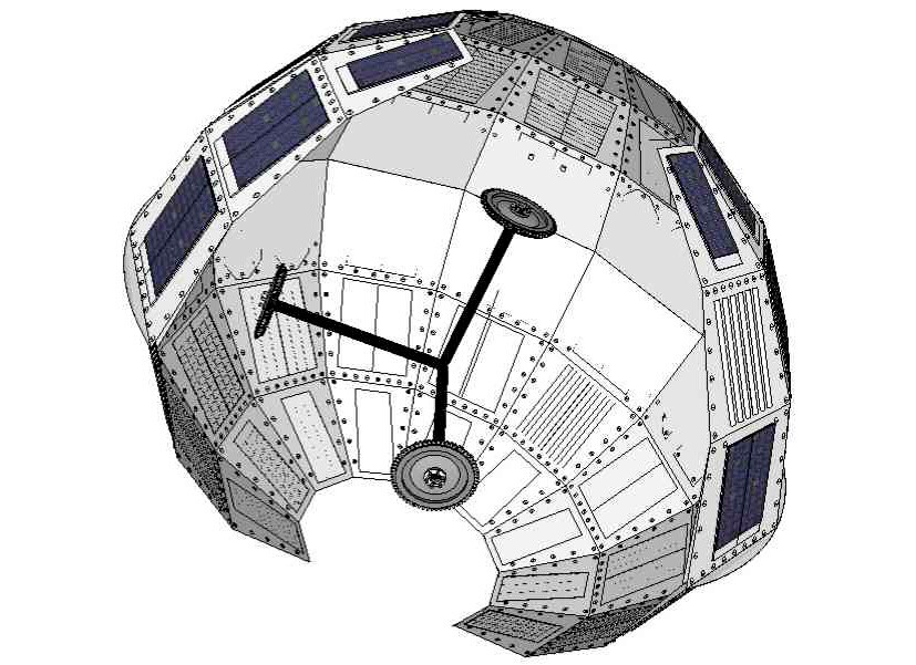 The hedgehogs rely on three rotating discs set at right angles to one another inside their shell for movement