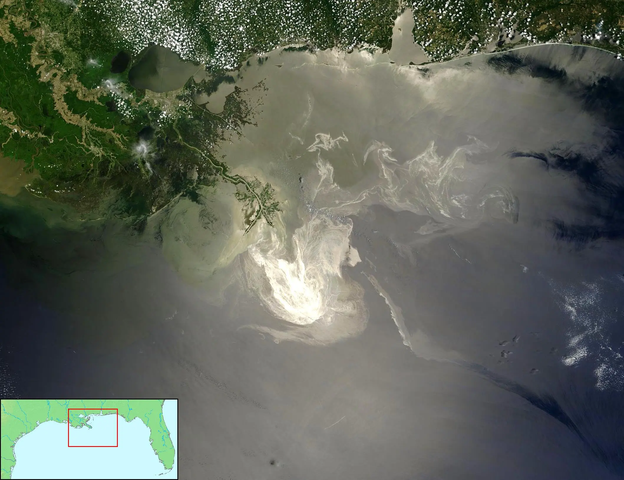 The dispersants used to control the Deep Horizon oil spill were criticized for their toxicity (Image: NASA)