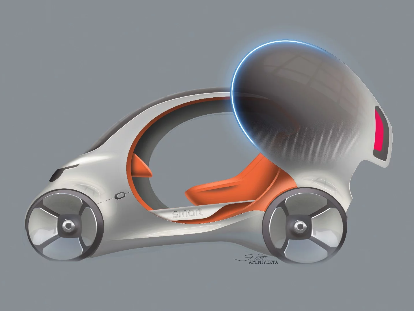 The concept's doors rotate back for more compact opening