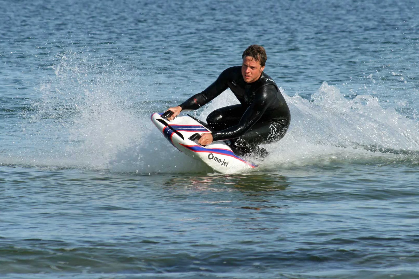 The mo-jet system, seen here in its Bodyboard configuration, can also serve as a powered surfboard, hydrofoil board and underwater scooter