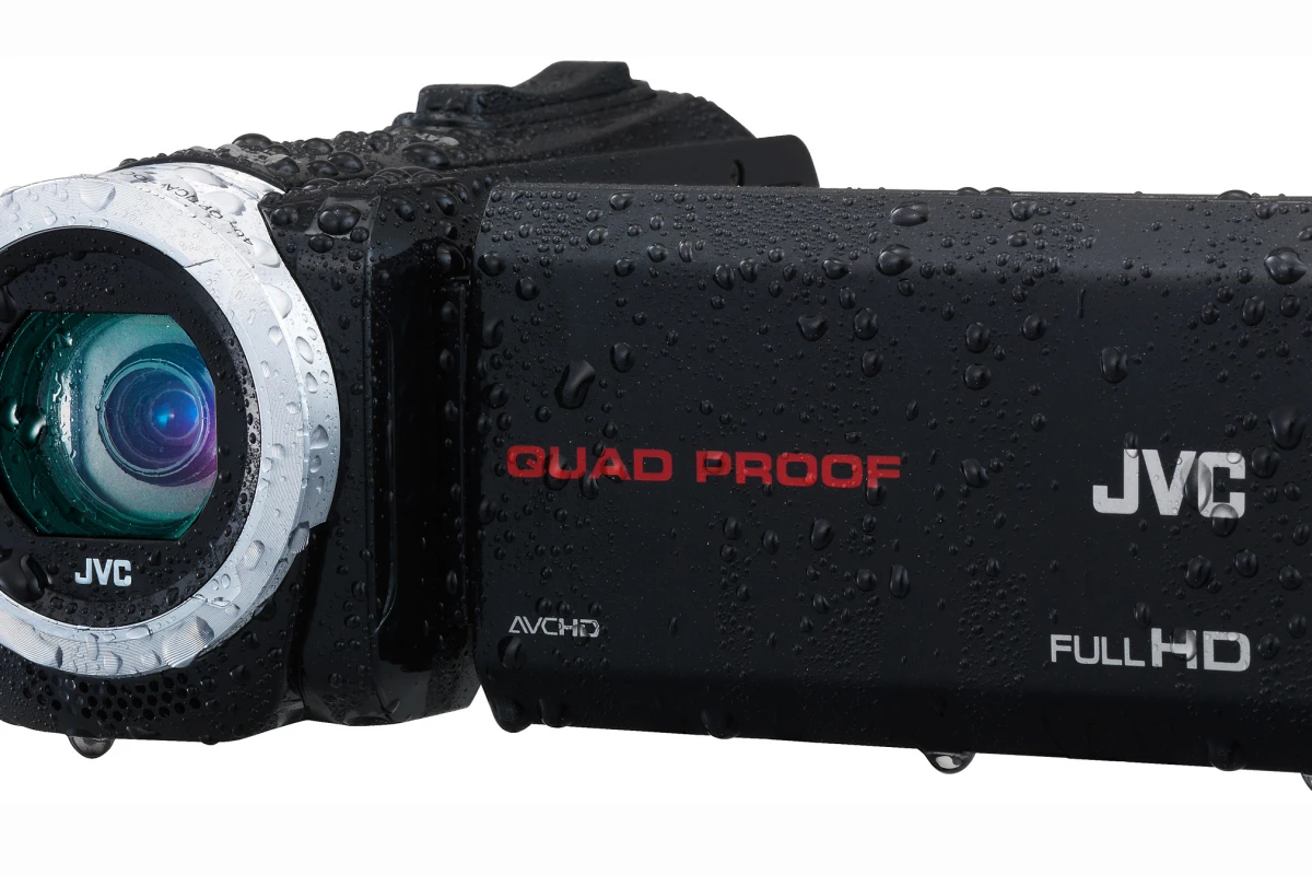 The Everio GZ-R10 (pictured) and GZ-R70 have been ruggedized thanks to JVC's "Quad-Proof" technology
